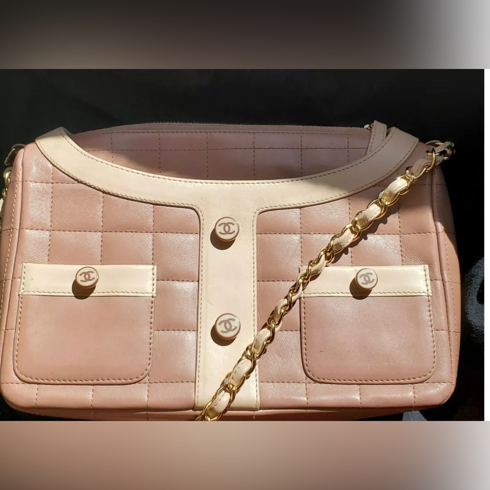 Chanel Rose Pink Square Quilted Leather Jacket Suit Bag